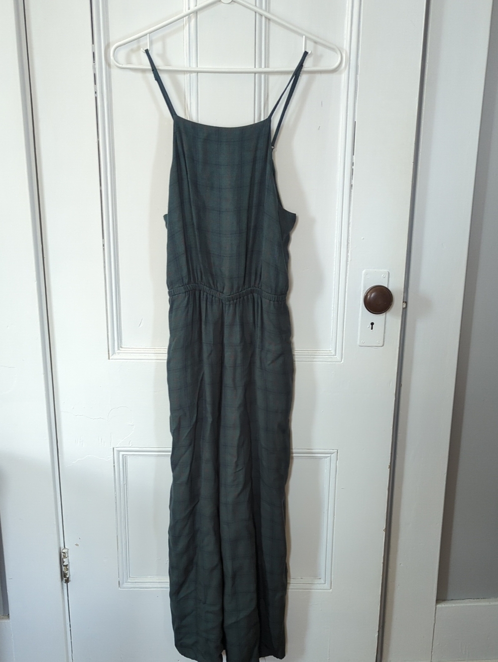 American Eagle Green Plaid Jumpsuit